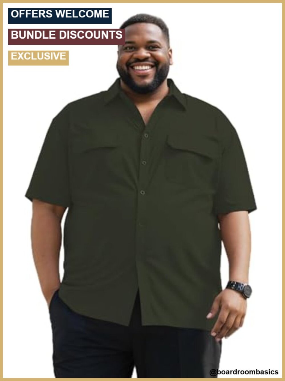 Big and Tall Men's Short Sleeve Button Down Shirt with Pockets, 3XL-8XL